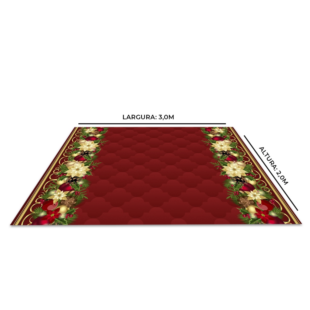 Tapete Festa Em Lona Chao Natal 3,0 x 2,0m