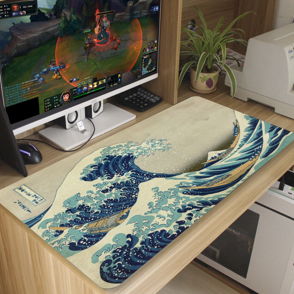 Mouse Pad Ondas Antiderrapante Diversas Estampas 90x40 cm M93