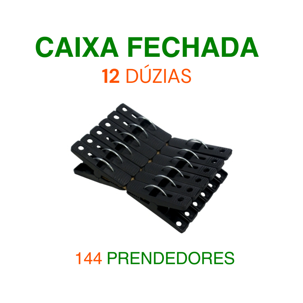 Prendedor de Roupas Caixa com 12 dúzias (144 unidades) com Argola de ...