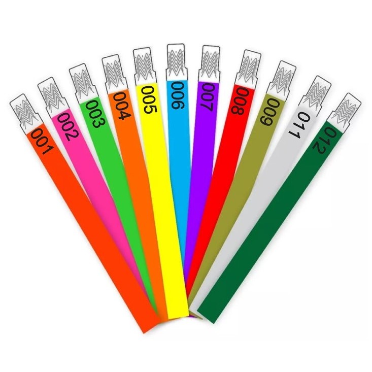 Kit 100 Pulseiras De Identificação NUMERADAS / Festas E Eventos SEM ARTE