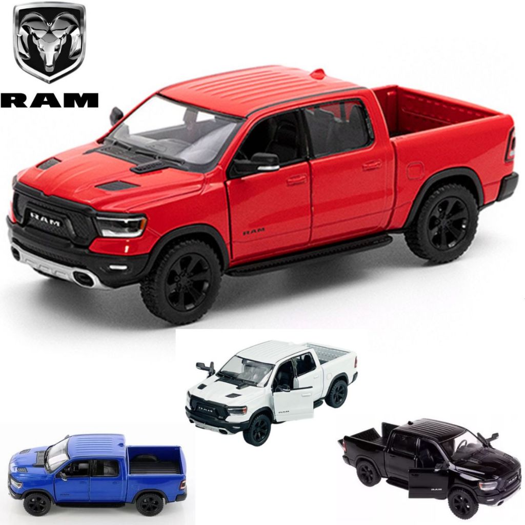 Carrinho de Coleção de Ferro Dodge Ram 1500 Ano 2019 Caminhonete Ram a Fricção Kinsmart Escala 1/46