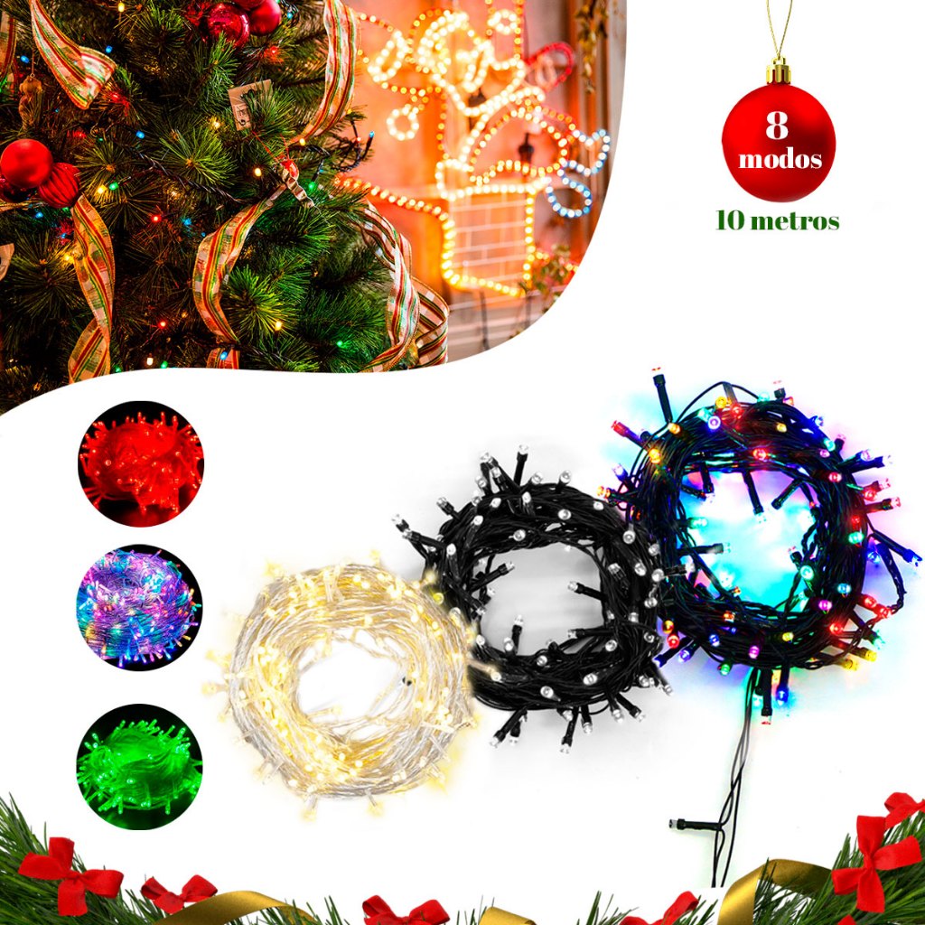 Pisca Pisca natal 10M branco frio quente colorido 100led