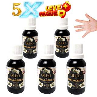 Óleo Vegetal Melaleuca Puro- Kit com 5 óleos - Para Pele - Unhas - Fungos e Micoses