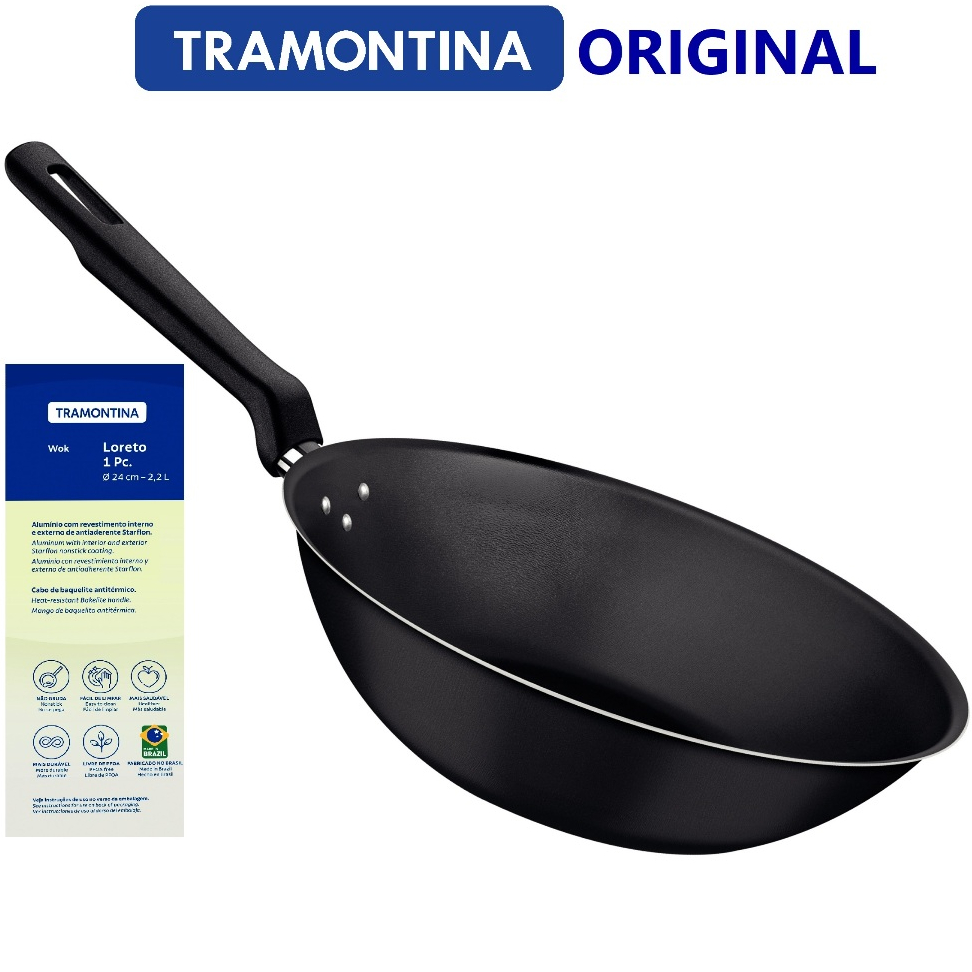 Panela Wok Loreto com Rev. Interno e Externo em Anti. Starflon Max 28 cm  3,3L - Tramontina Vermelho