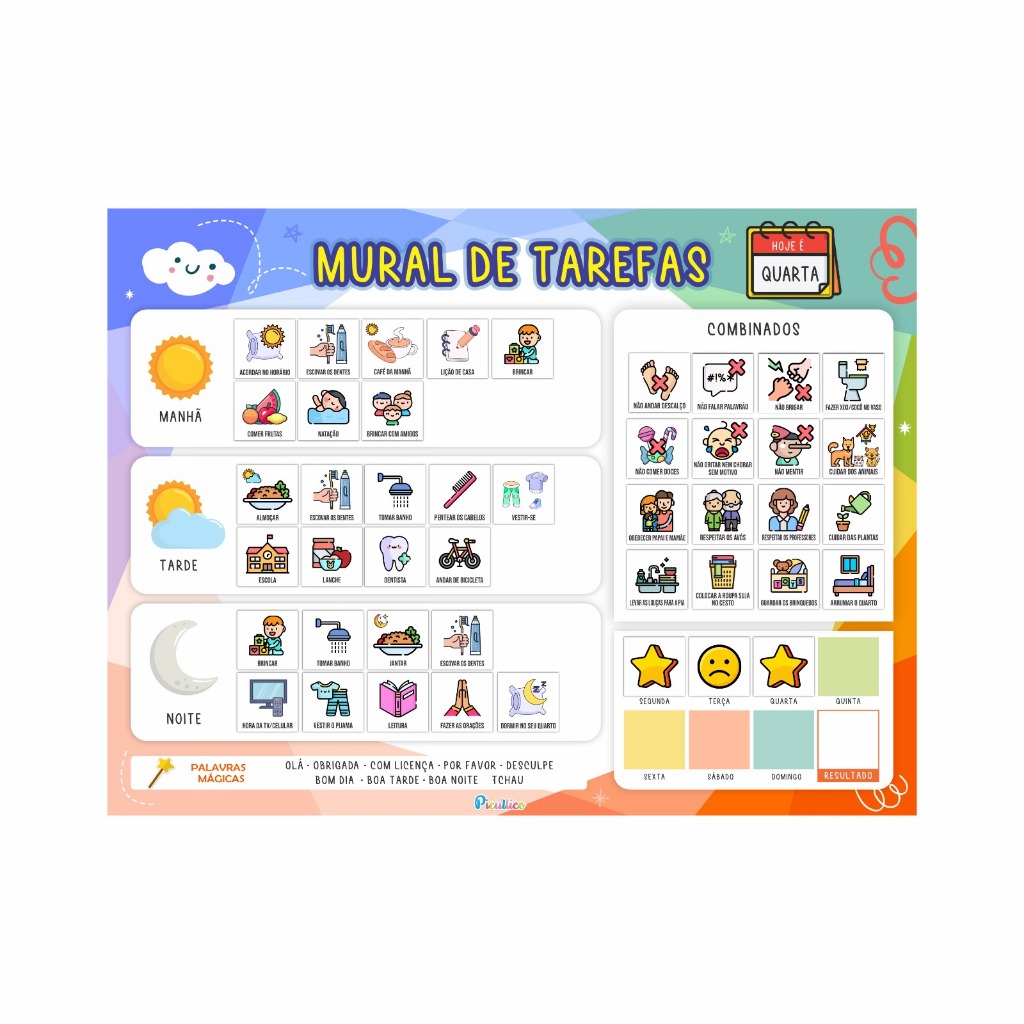 Quadro Mural De Tarefas Rotina E Comportamento Infantil Shopee Brasil