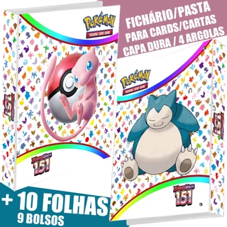 Pasta Fichário Álbum Pokémon Escarlate e Violeta 151 Mew Snorlax 4 Argolas Capa Dura com 10 folhas para Cards e Cartas
