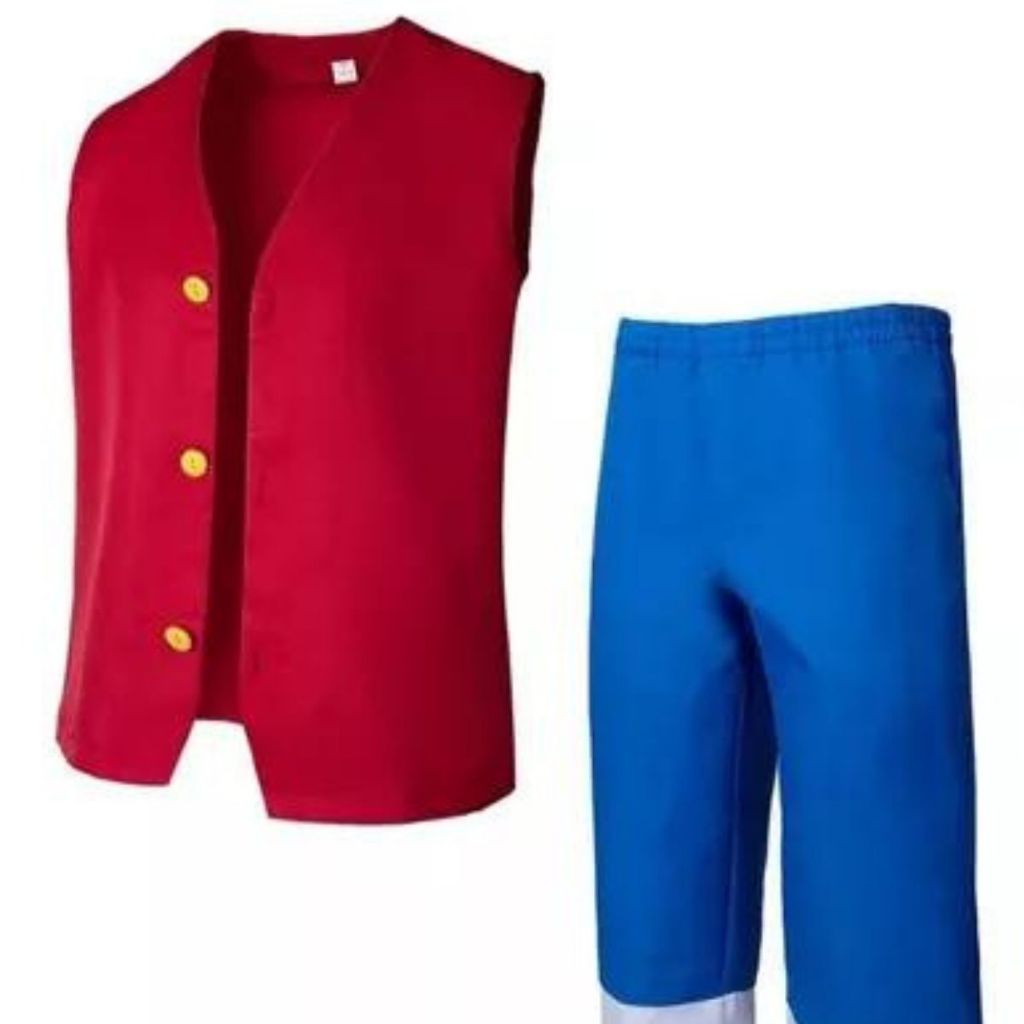 Red Wano Shirt Suit para homens Mulheres e Crianças, Luffy Cosplay