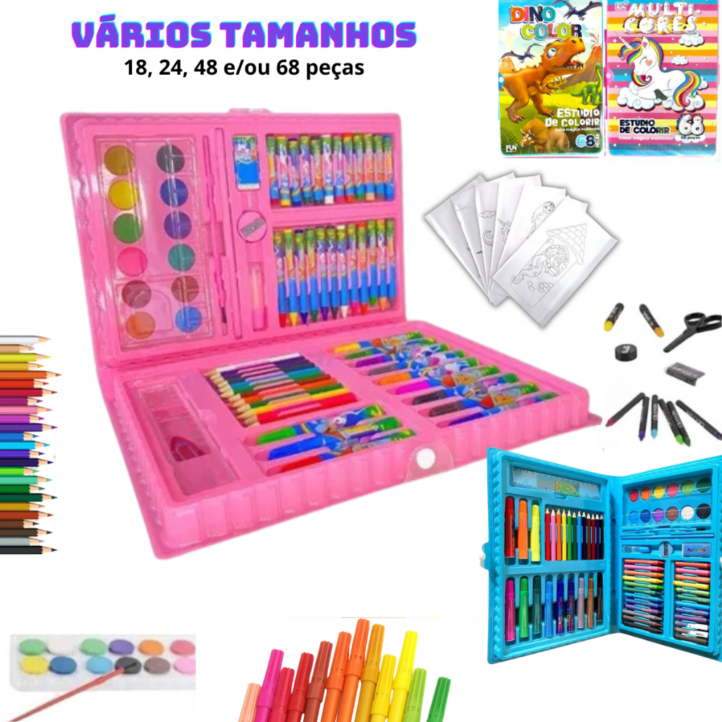 Kit Escolar Jardim Infantil Desenho E Pintura Arte 16 Peças - Shop Macrozao