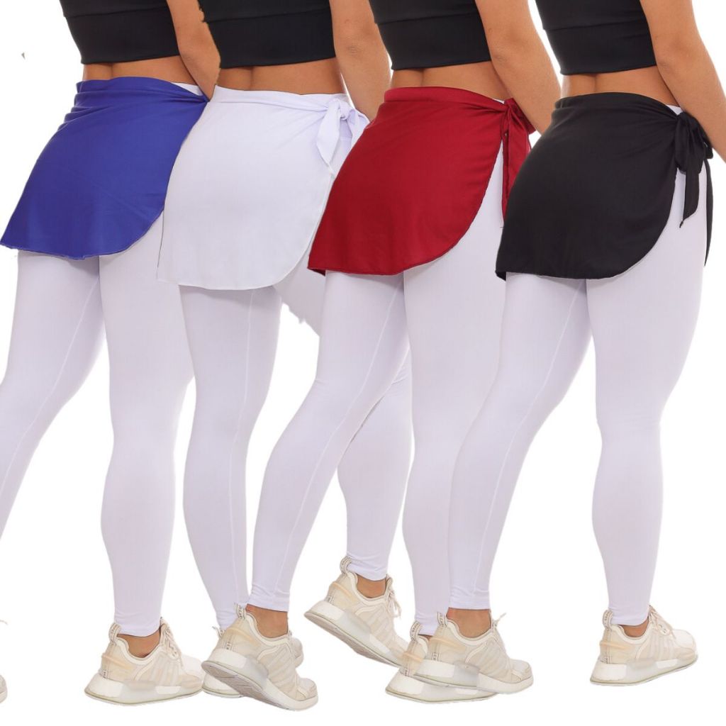 Kit 4 Tampa Bumbum Estilo Saia para Legging Academia Fitness Feminina