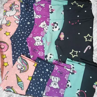 Kit Com 5 Leggings Infantil Suplex Estampas Variadas