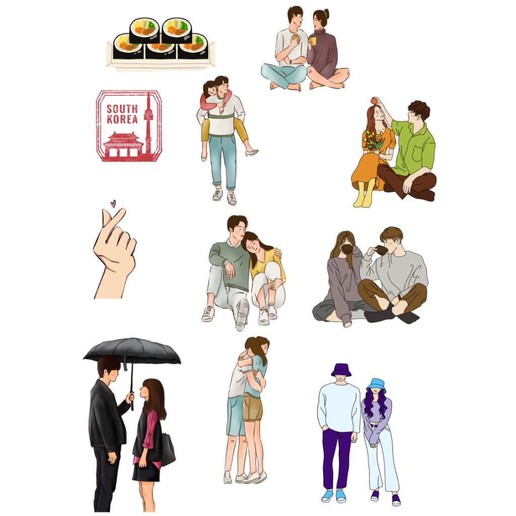 2 cartelas Adesivo Korea Coreano Dorama K - drama Sticker Com Recorte ...