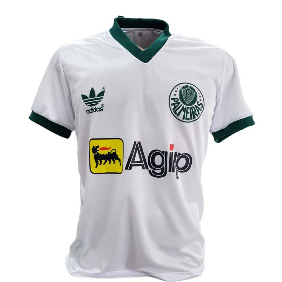 Camisa retrô ALVI-VERDE AGIP 1986 (BRANCA)