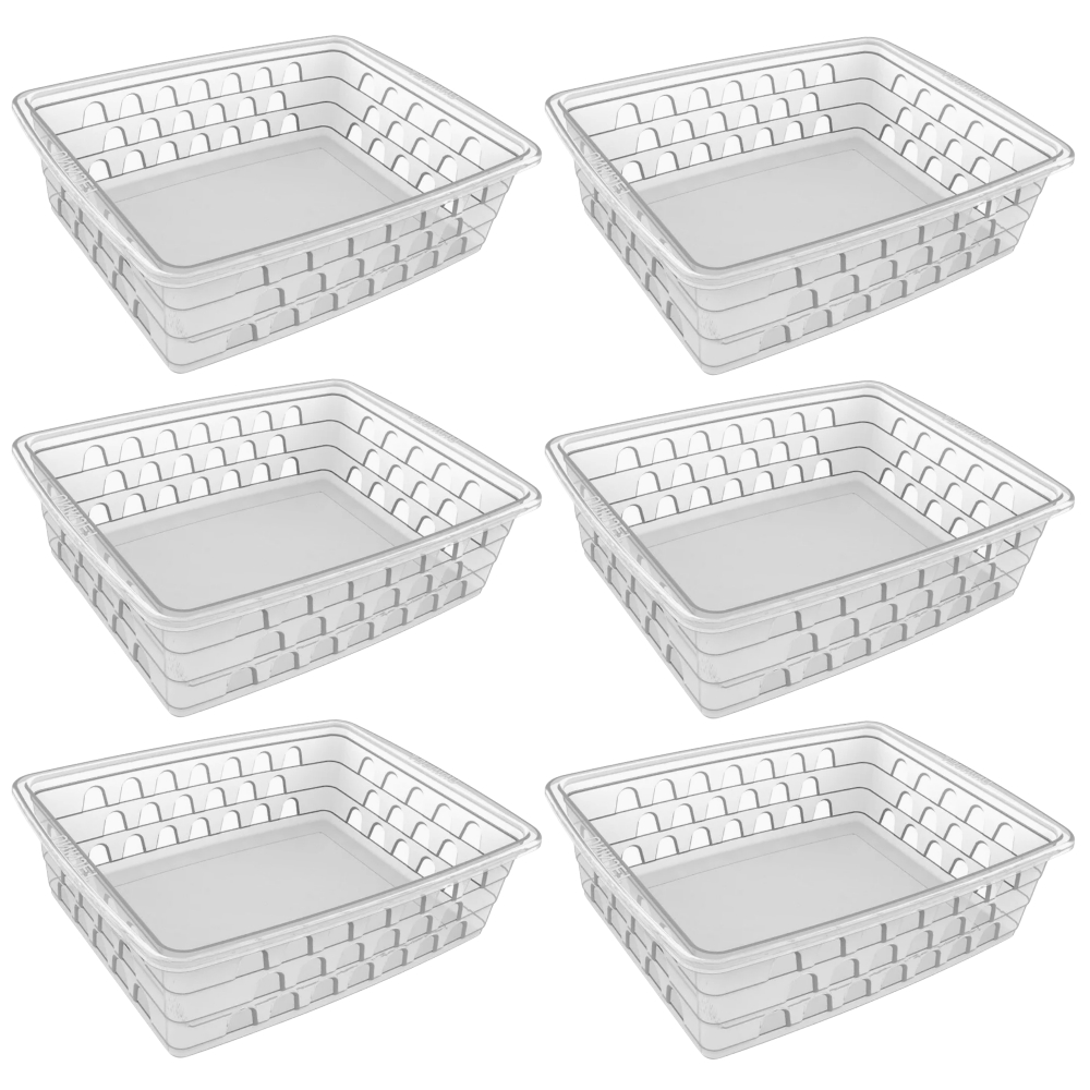 Cesto Organizador Kit 6 Peças 25x19x7cm Transparente Grande