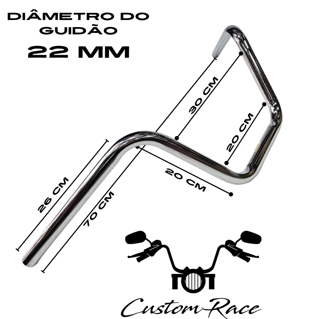 Guidão Custom Da Rx180 Custom,pra Chopper Road,intruder,22mm,serve