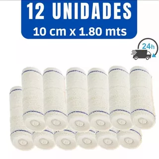 Faixa Atadura Crepom Curativo Algodão / Diversos Tamanhos / Kit Com 12 Rolos /13 Fios Anvisa Não Estéril