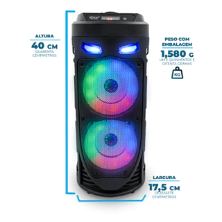 Caixa de som Bluetooth Portátil Com Microfone E Controle Remoto Multimídia Tws Led Rgb FM