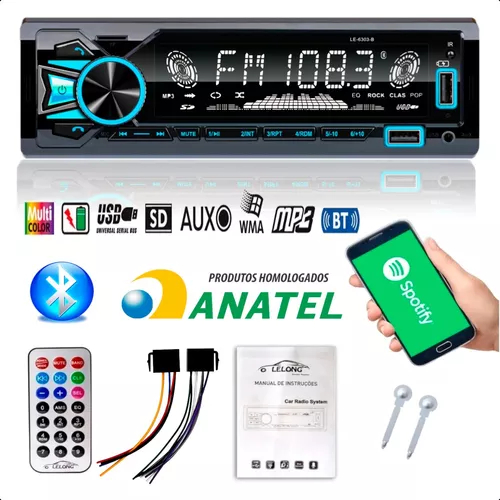 Som Automotivo Radio De Carro Potente 4x55w Melhor Que Paine