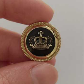 Botão Coroa Metal c/ Pezinho Preto com Dourado 18MM - 5 Unidades