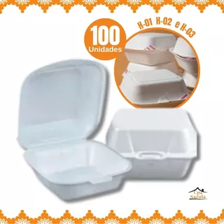 Hamburgueira de Isopor p/ Delivery c/100 Unidades