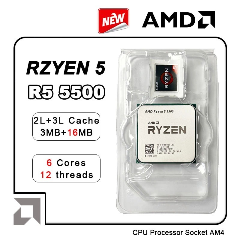 Processador AMD Ryzen 5 5500 Novo OEM S/cooler