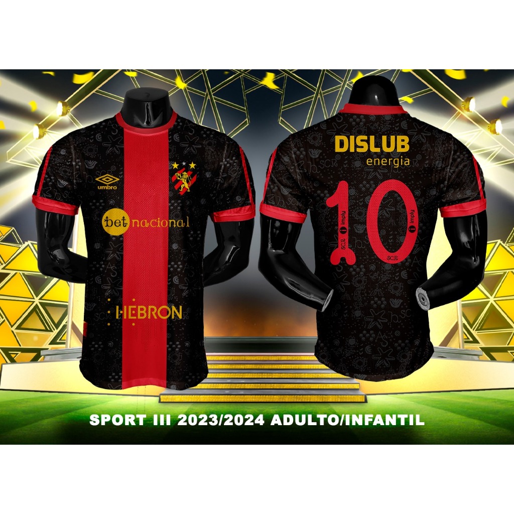 Camisa Sport Recife 2023-2024 Umbro Masculino - Vermelho+Preto