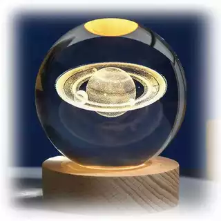 Luminária Bola Esfera Cristal De Mesa Planeta Terra Galáxia Sistema Solar