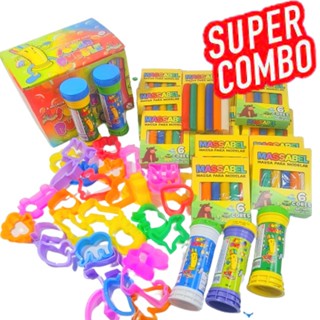 Kit 30 Massinha de Modelar + 30 Bolha de Sabão + 30 Cortador Forminha Infantil Kit Festa Lembrancinha