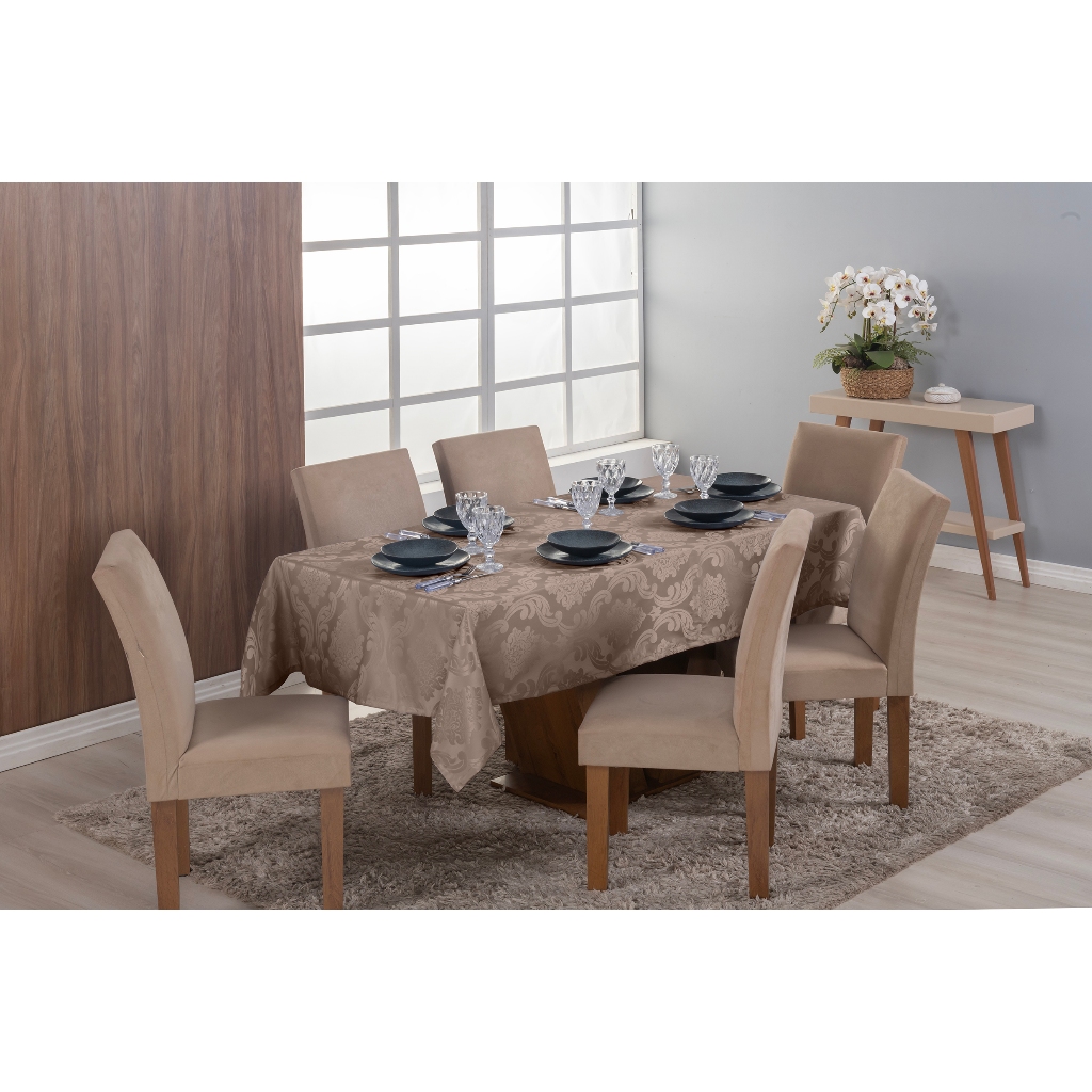 Toalha De Mesa jacquard 1,40x1,40 quadrada 4 lugares