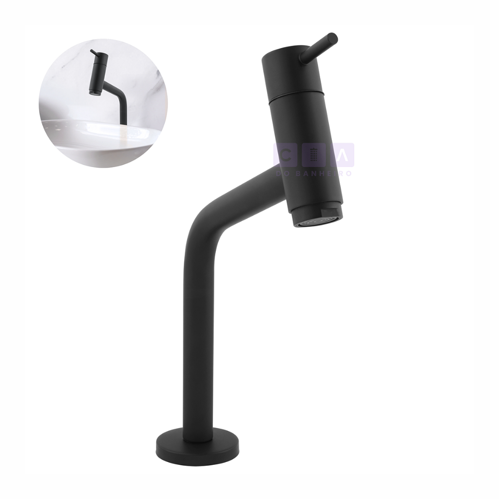 Torneira Pia de Banheiro Lavatório Cuba Link Baixa Preto Fosco 1060