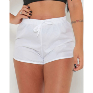 Short Feminino Tactel Para Caminhada, Saída De Praia, Academia