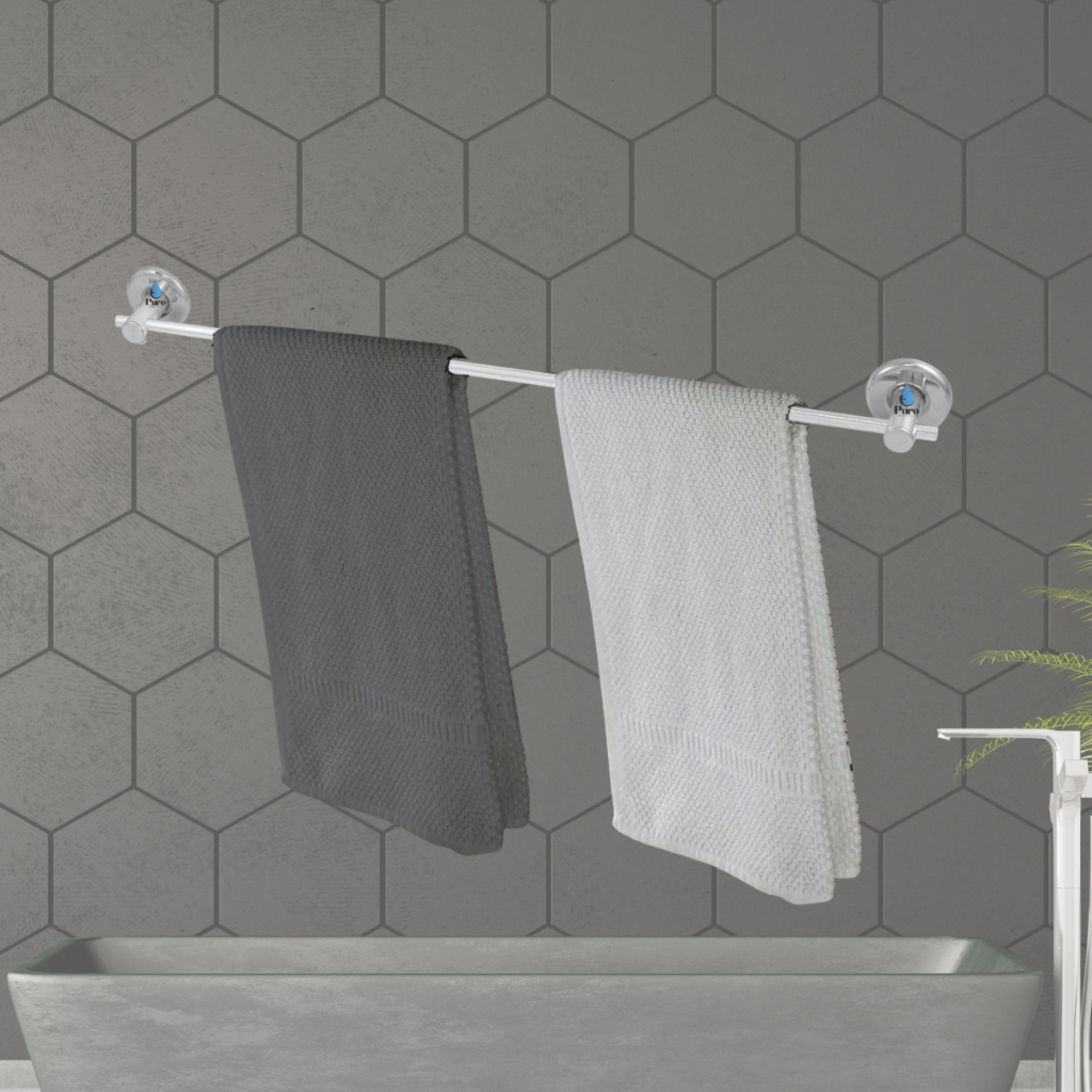 Porta Toalha De Banho Reto 50cm Toalheiro Para Banheiro Dupla Fixação Resistente