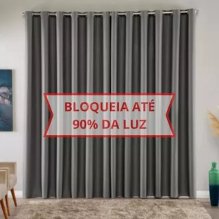 Cortina Blackout Veda Luz Tecido Corta Bloqueia Luz Blecaute Para Sala Ou Quarto Black Out com Ilhós Cromado - Várias Cores