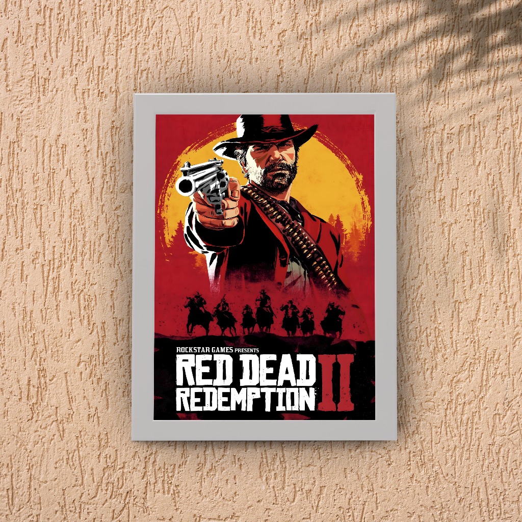 Quadro decorativo com moldura e vidro Red Dead Redemption 2 mapa