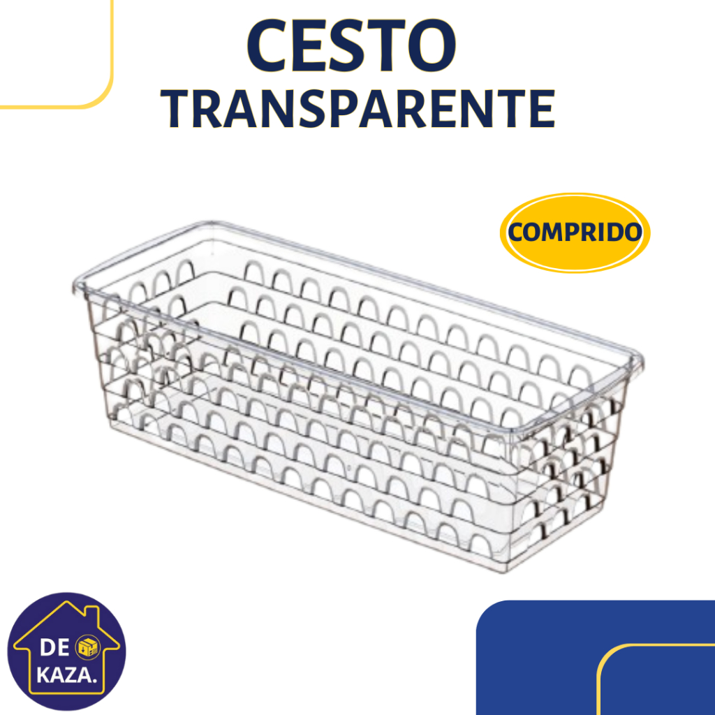CESTO ORGANIZADOR MULTIUSO COMPRIDO TRANSPARENTE