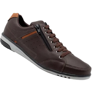 Sapatenis Tênis Masculino Casual Urbano Moderno De Couro Confort Com Zíper Ajustável Barato