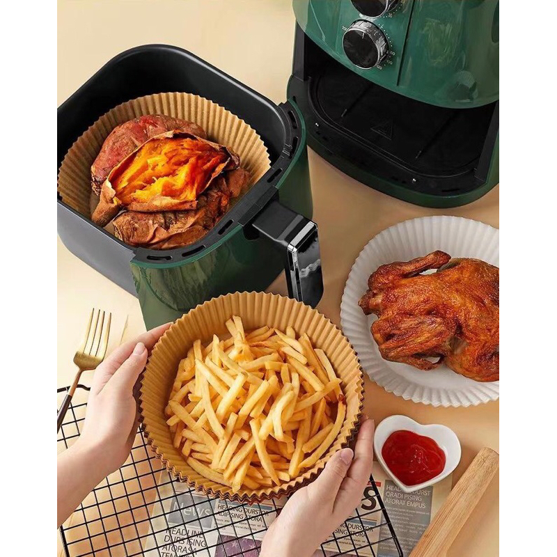 Forma Descartável Para Fritadeira Air Fryer Em Papel Antiaderente Redondo