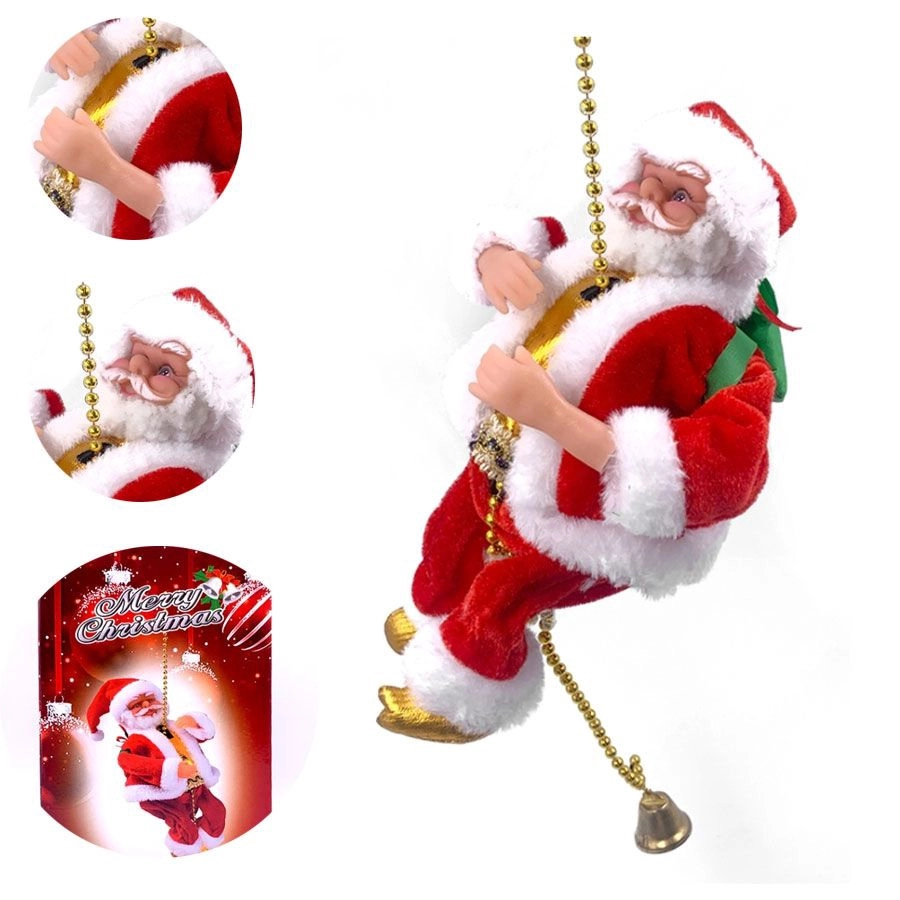 Boneco Papai Noel Corda Sobe E Desce Musical Decoração Pilha feliza natal