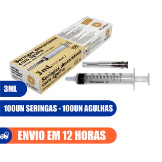 Seringa 3ml 25X0,7cm 100un Com Agulha Luer Slip Descarpack