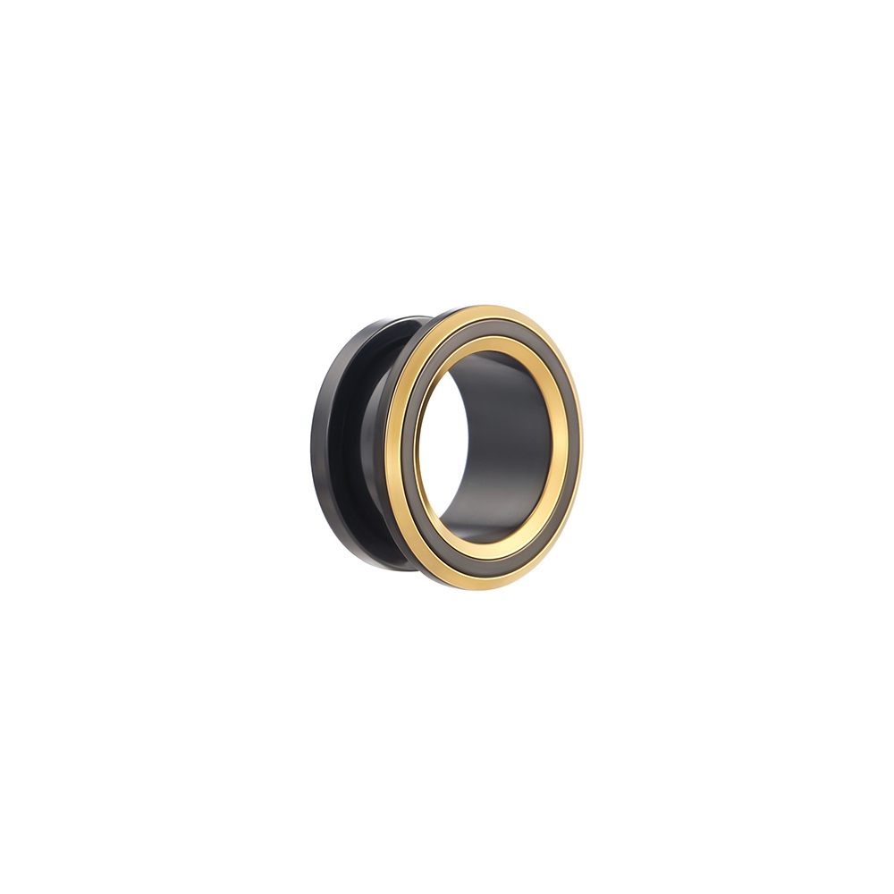 Alargador Aço Cirúrgico Black Com Detalhes Dourado
