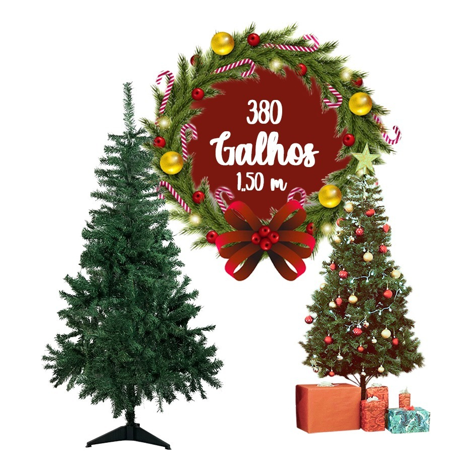 Árvore de Natal Pinheiro Canadense Grande Luxo Verde 380 Galhos 1,50