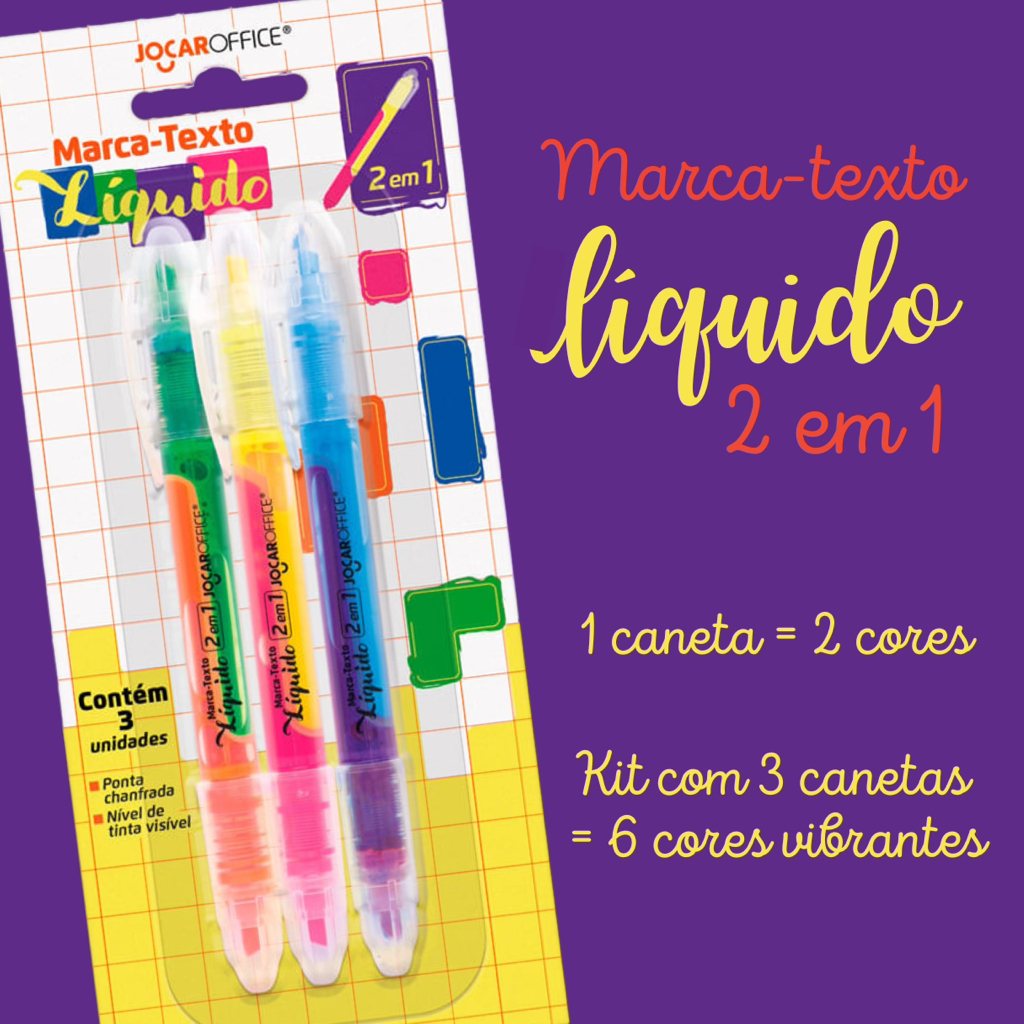 Kit Marca Texto Líquido 2 em 1 com 6 Cores - JOCAR OFFICE | Shopee Brasil
