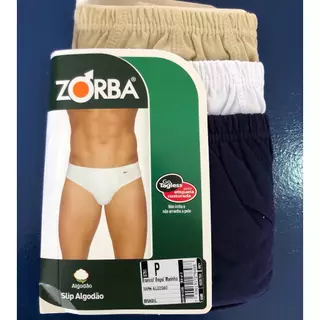 Kit C/3 Cuecas Zorba Slip 100% algodão tamanho P (original)
