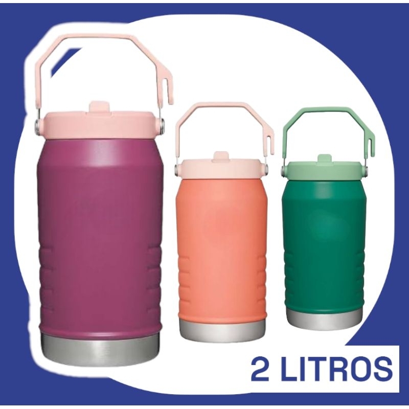 Garrafa De Água Térmica Inox 2 Litros Alça Pesca Lazer Grande capacidade de líquido Gelado e quente