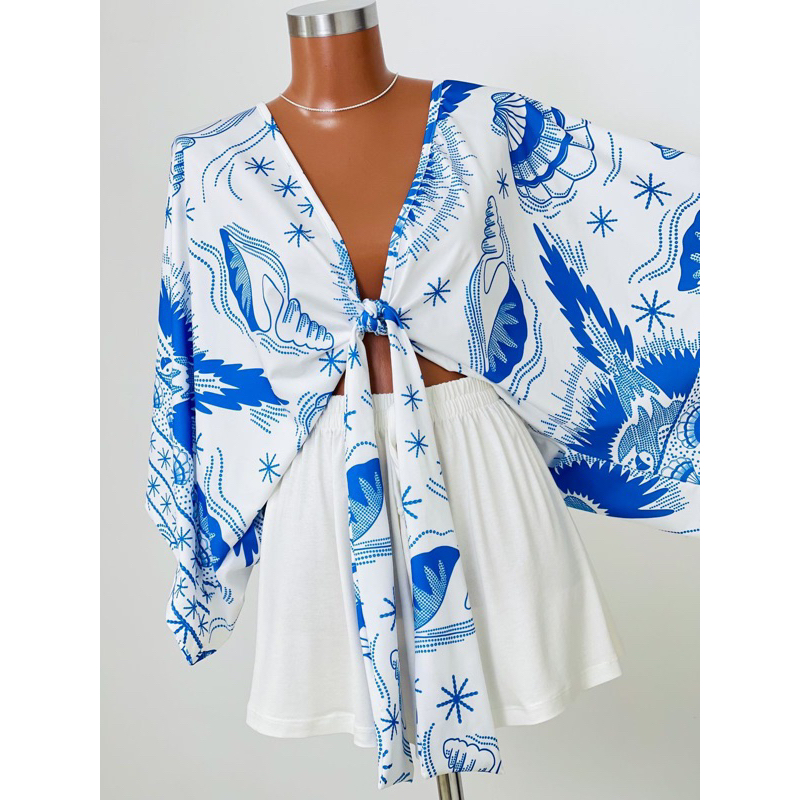 *BLUSA MORCEGO FLORES Folhas * Cropped feminino estampado