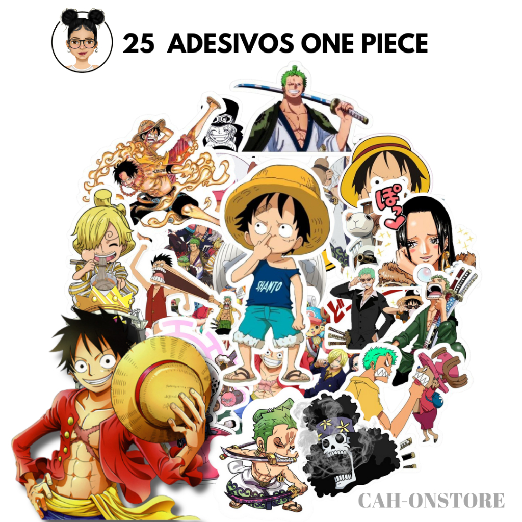 Adesivo Anime One Piece 24 pçs - Luffy, Zoro, Nami, Usopp, Sanji