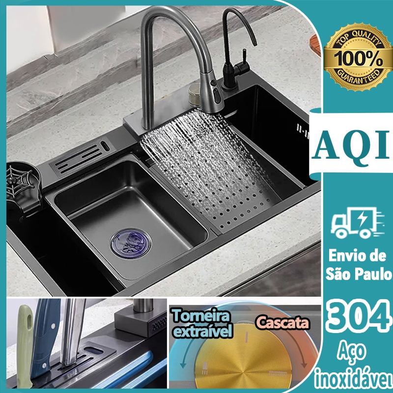 Cuba Cozinha Gourmet 304 Inox Cozinha deliciosa de luxo de alta qualidade/ Ducha Horizontal Torneira Flexível+ acessor Para envio imediato