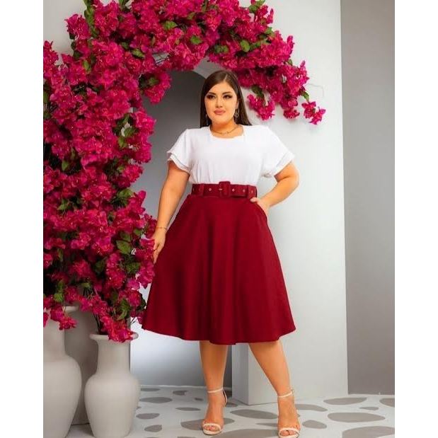 Saia Godê Courino Pink - Plus Size