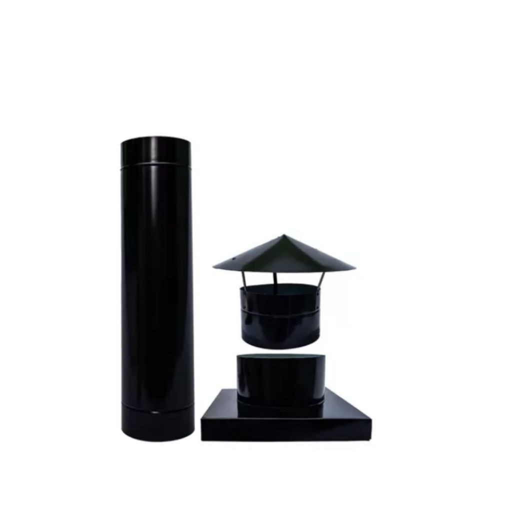 kit duto tubo chaminé 20x100cm metal adaptador chapéu churrasqueira forno lareira exaustor (veja o vídeo de montagem)