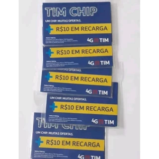 Chip Tim com 10 reais de recarga 5 unidades