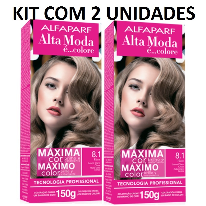 KIT COM 2 Alta Moda e Colore 8.1 Louro Claro Cinza 150G, Alfa Parf ...